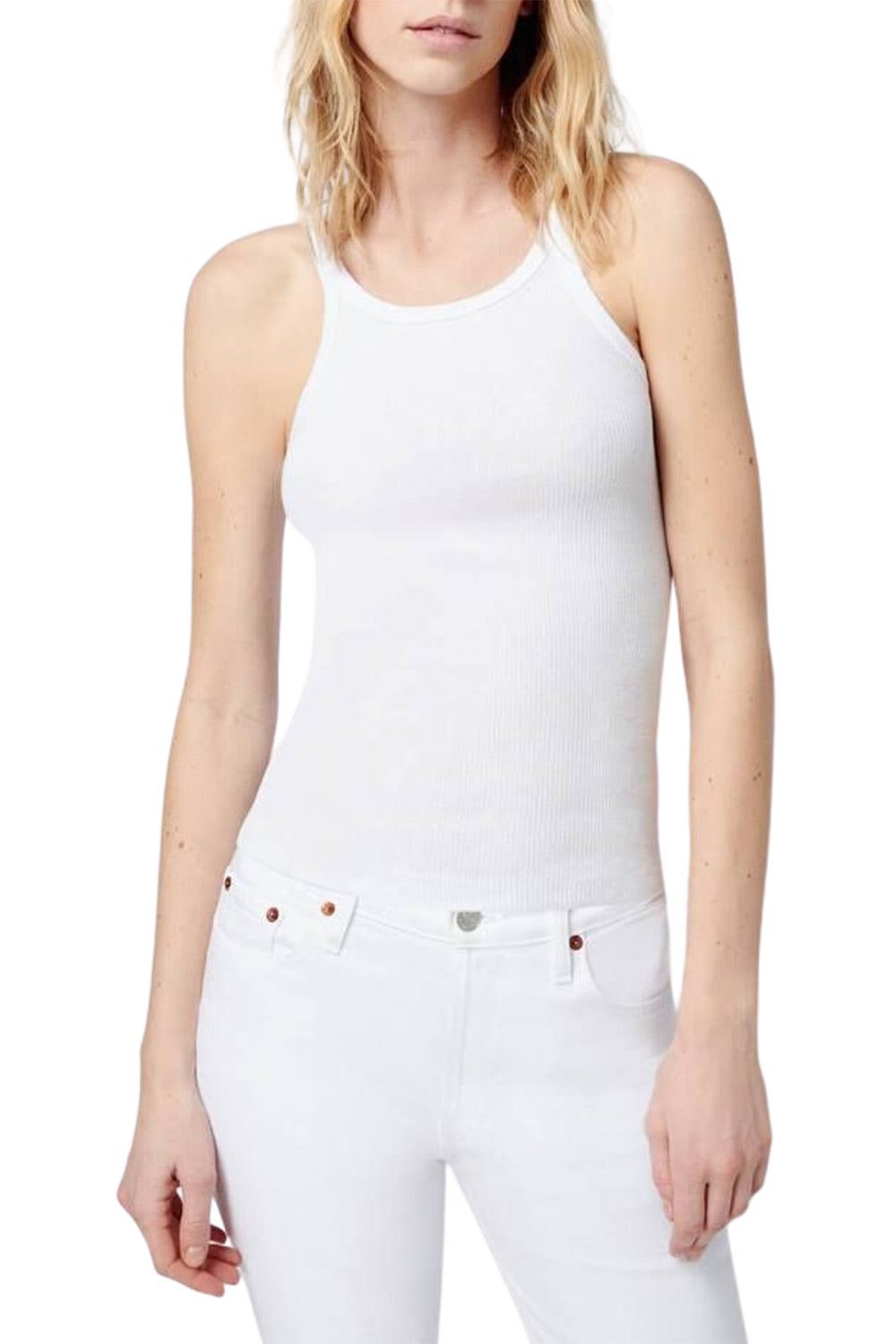 White Rocker Tank Ribbed White Tank – bocnyc